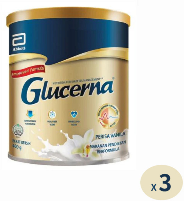 Glucerna 글루서나 당뇨환자 영양식 식사대용 바닐라맛, 400g, 3개