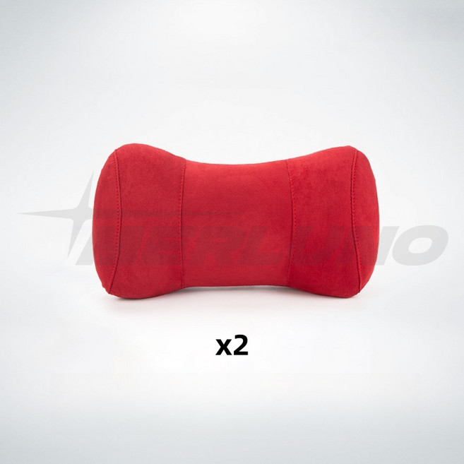 MERLUNO 자동차 목베개 고급 프리미엄 차량용 쿠션 받침 헤드레스트 목쿠션 커스텀 제작 가능logo, 2개, 레드
