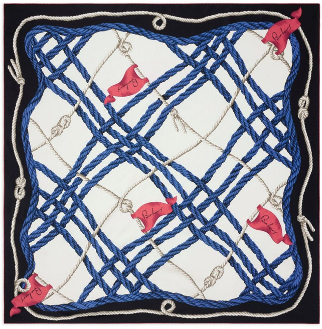 버버리 매듭 체크 실크 스카프