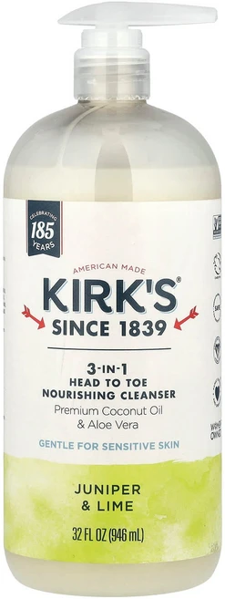 커크스 3-in-1 헤드 투 토 너리싱 클렌저 주니퍼 & 라임향 946ml (32 fl oz) KIR-11023 - 쿠팡