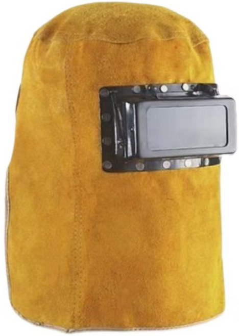 소가죽 용접 두건 가면 마스크 안면 헬멧 이중 보호, 1개