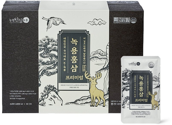 농협안심녹용 녹용홍삼 프리미엄 80ml 60포 2개월분, 60개