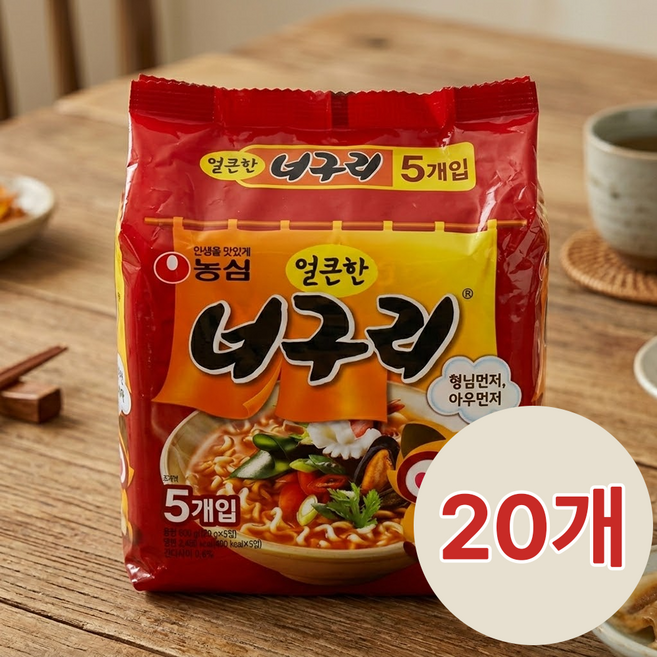 농심 얼큰한너구리 120g 5입 4개, 20개