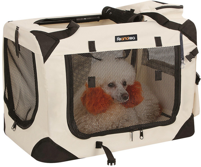 FEANDREA 다기능 통풍 반려동물 이동가방 산책가방 외출가방 이동장, 1개, 베이지