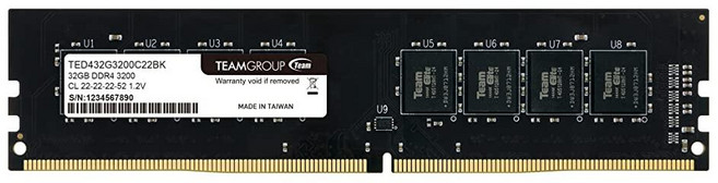 TEAMGROUP TED416G3200C22DC01 엘리트 DDR4 16GB 키트 (2 x 8GB) 3200MHz (PC4-25600) CL22 언버퍼드 Non-ECC 1.2V, 3200MHz- 32GB