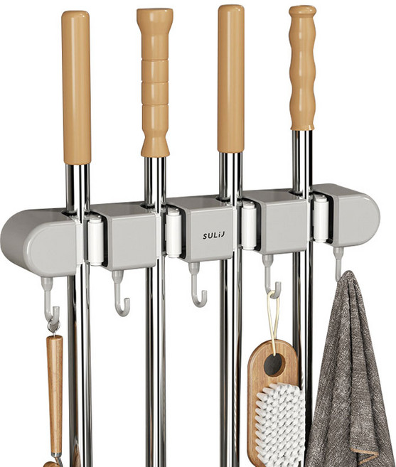 마벨인홈 고급 무타공 멀티 청소 도구걸이 후크, 그레이, 1개