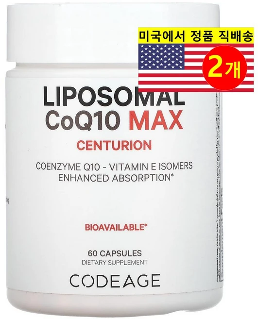 코드에이지 Liposomal CoQ10 MAX 센트리온 코엔자임Q10 60캡슐2통, 60정, 2개 - 쿠팡