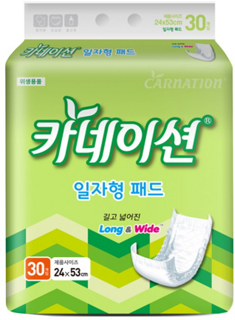 카네이션 일자형패드(2회)30개입 성인기저귀, 30매입, 4개