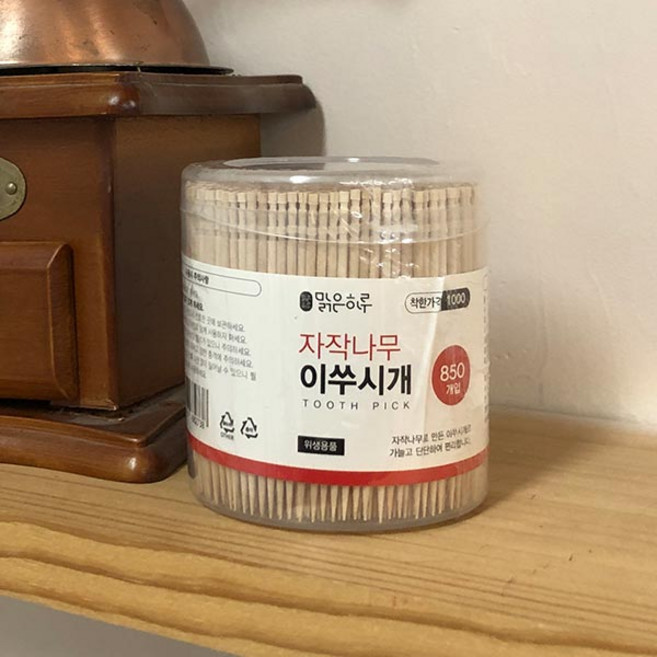 맑은하루 이쑤시개 원형통 자작나무 850개