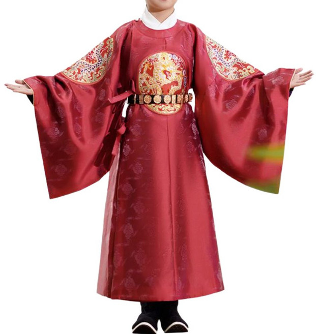 곤룡포 남아 한복 아동 곤색 오조룡 왕세자 두루마리 전통 왕한복 레드 크루넥 가운