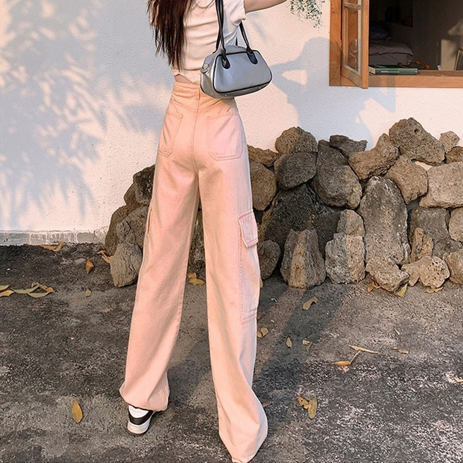 루즈 아메리칸 더티 카고 와이드 팬츠 하이웨이스트 봄가을 캐주얼 와이드 하이웨이스트 와이드 팬츠