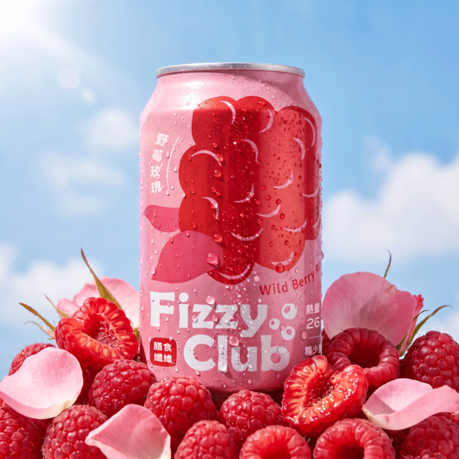 Fizzy Club 果醋氣泡飲-野莓玫瑰, 6個, 330ml