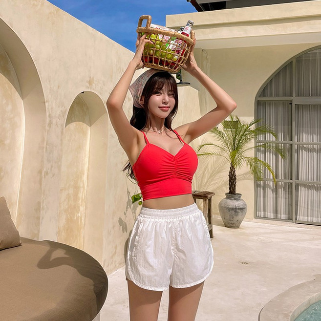 여성 비치웨어 보드숏 래쉬가드 팬츠 반바지 SW19813F, 화이트/S[55]