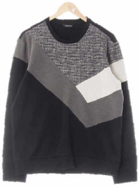 5790 마인드브릿지 위스퍼화이트블랙차콜 블럭라운드맨투맨 [100]