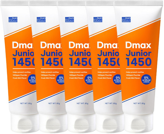 듀오솔루션 디맥스 주니어1450 민트향 어린이치약, 80g, 5개