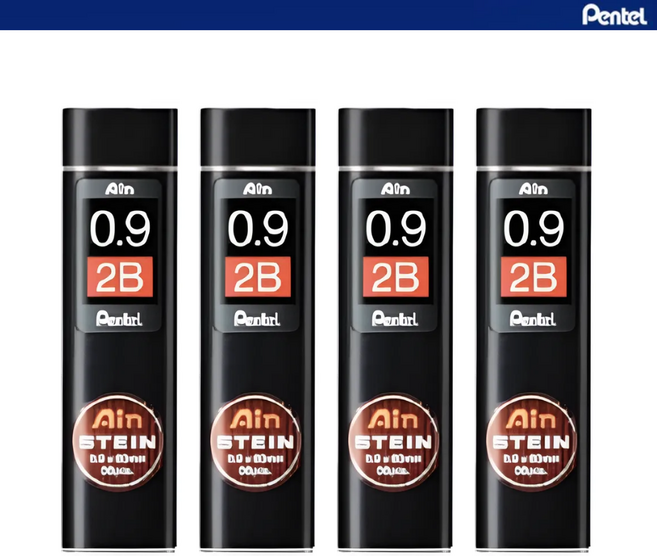 펜텔 Ain 아인슈타인 고강도 샤프심, 4개, 0.9mm, 2B