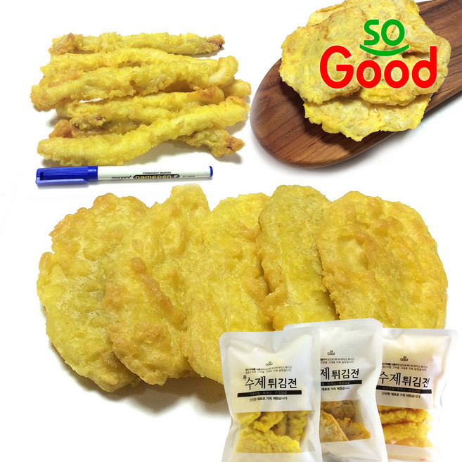 쏘굿 명절 수제 튀김 5호 실속) 오징어튀김 고구마튀김 명태전, 1세트, 900g