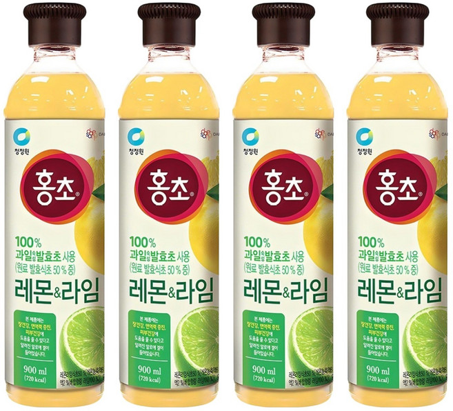 홍초 레몬&라임 음용식초, 900ml, 4개