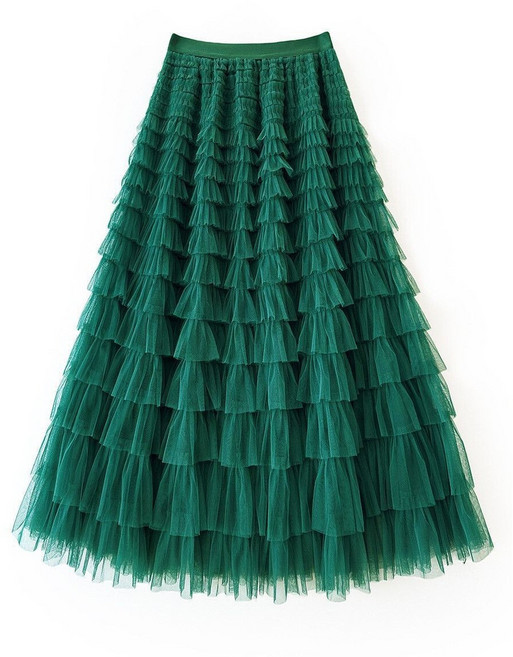 플리츠 망사 볼륨치마 롱스커트 SH1445RE