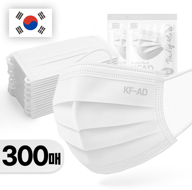 스마티 국내산 비말차단 마스크 KFAD 대형, 화이트, 6개, 50개입