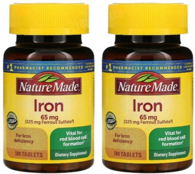 네이처메이드 철분 아이언 65mg 180정 2개 아이론 Iron - 쿠팡