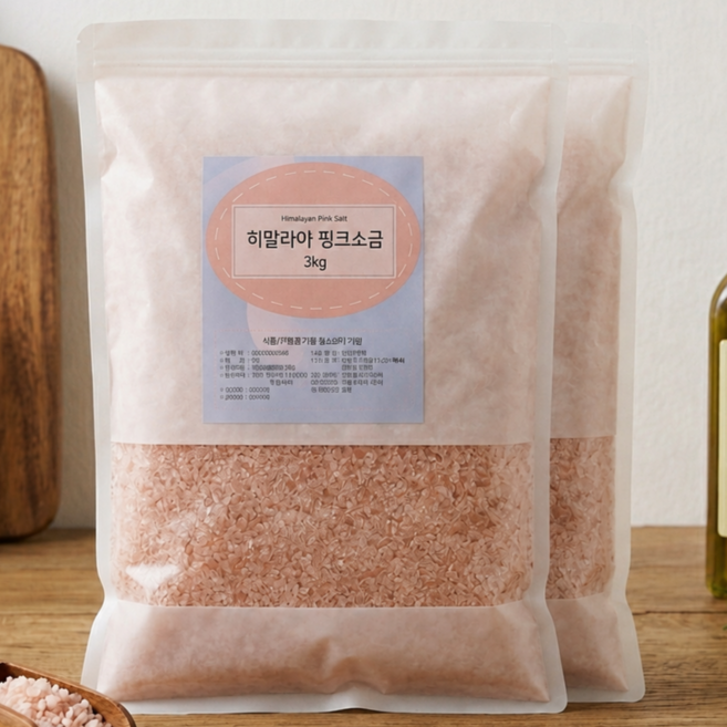 히말라야 핑크소금 3kg 2개(가는소금) 암염 100% 미세플라스틱 걱정없는 건강소금, 2개