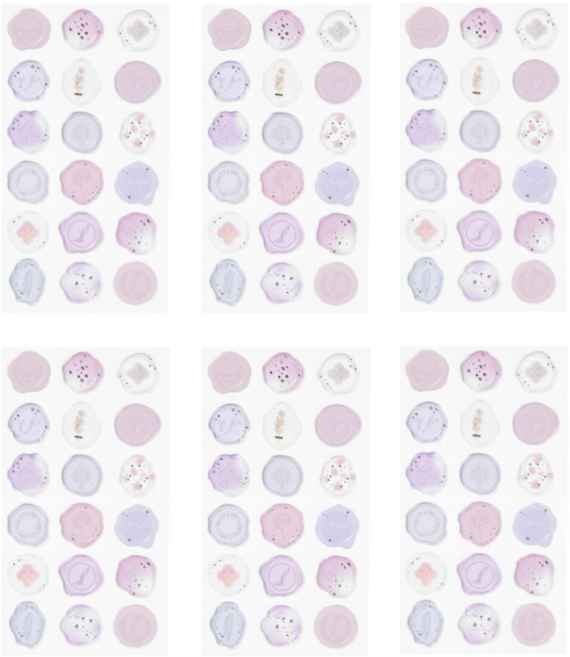 마이팝박스 실링 왁스 청첩장 봉투 스티커 6매 108p, 라벤더