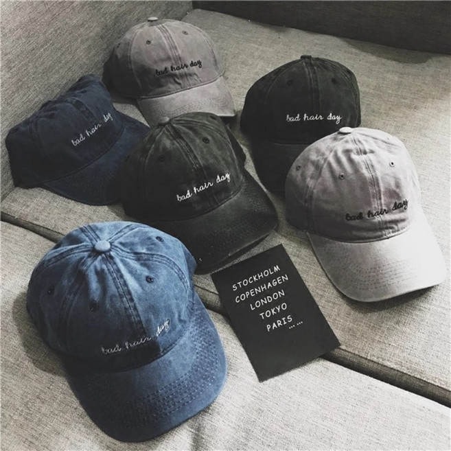 Gshop 歐美復古水洗刺繡棒球帽，男女通用鴨舌帽