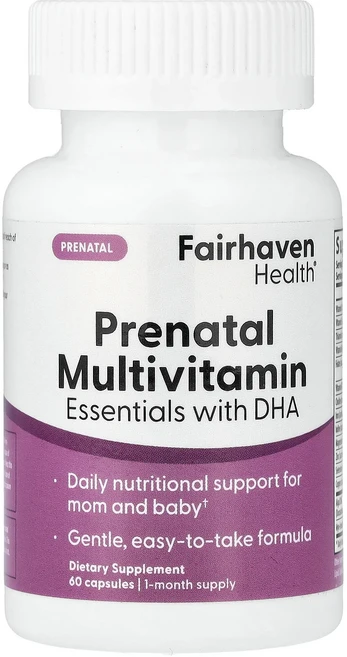 프리미엄상품 Fairhaven Health 임산부용 종합비타민 에센셜 DHA 함유 레몬 에센스 캡슐 60정 부모님챙기세요, FairhavenHealth임산부용종합비타민에센셜DHA, 1개 - 쿠팡