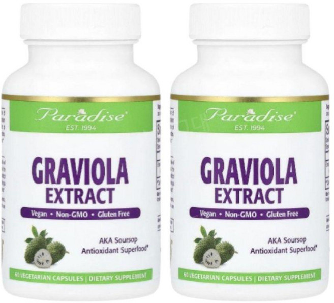 2병 파라다이스허브 그라비올라 잎 추출물 250mg 60캡슐 효능 가시여지 Soursop, 60정