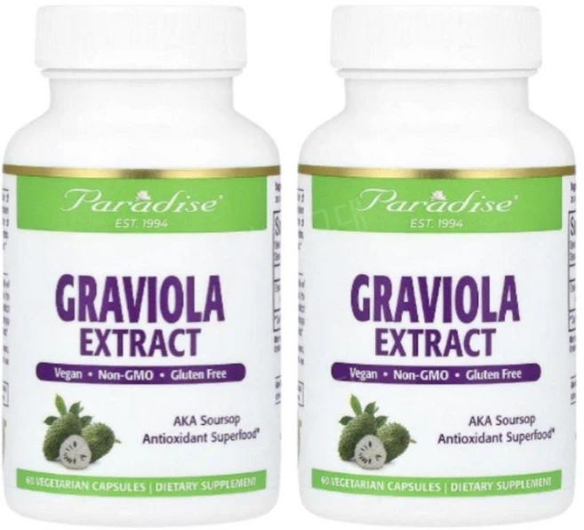 파라다이스허브 그라비올라 잎 포포나무추출물 60캡슐 2개 Graviola, 60정 - 쿠팡