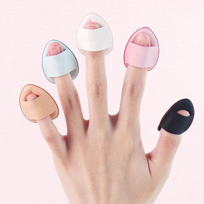 10p 핑거 미니 에어 퍼프 물방울 쿠션 손가락 스펀지 컨실러 메이크업 화장, 10개, 연하늘