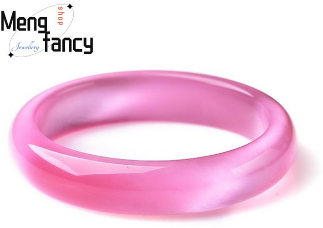 천연 옥팔찌 고양이 녹색 핑크 색상 넓은 뱅글 절묘한 우아함 럭셔리 패션 주얼리 12 25mm, 05 15mm, 한개옵션2