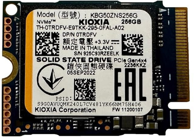 OEM Kioxia 256GB M.2 PCI-e SSD 내부 솔리드 스테이트 드라이브 30mm 2230 폼 팩터 M 키 스팀, 없음, 1) KIOX  4th Gen