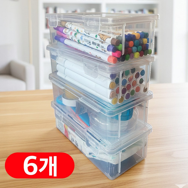 크니모어 다용도 필기도구 정리 수납함, 6개, 투명