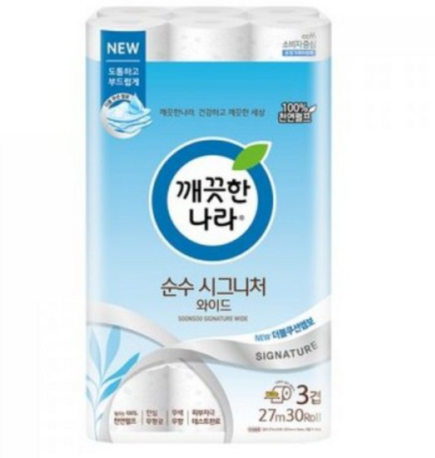 깨끗한나라 순수 시그니처 와이드 27m, 30개입, 1개