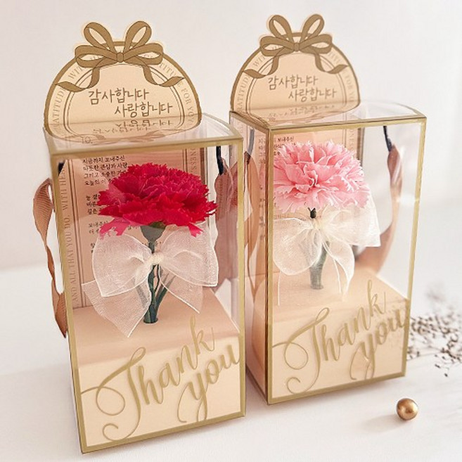 카네이션 비누꽃 스승의날 선생님 선물 어버이날 용돈봉투 감사카드 2종세트, 1개, 레드+핑크