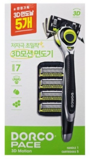도루코 페이스 쓰리디 모션 면도기세트, 면도기 + 면도날 5p, 1세트