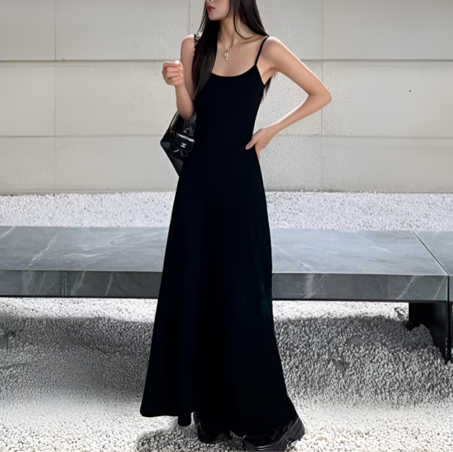 쁘띠엘라 여리핏 A라인 나시 롱 원피스