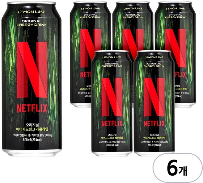 넷플릭스 에너지드링크 레몬라임맛, 6개, 500ml - 쿠팡