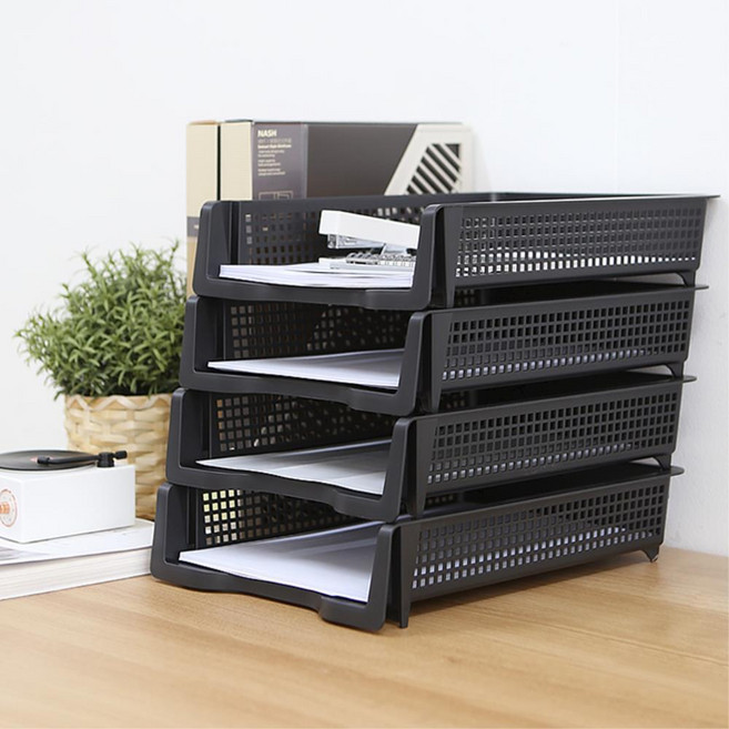 복지센터 구청 신청 민원문서 3단서류트레이 파일거치대 화일꽂이 학생, 세로 블랙