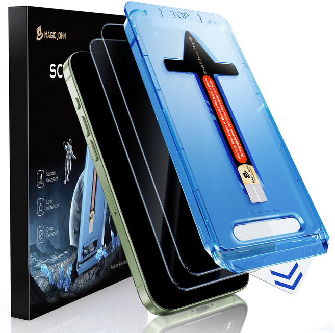 MAGIC JOHN 강화유리 휴대폰 액정보호필름 사생활보호 풀커버 지문방지 이지툴 아이폰 적용 2p, 1세트