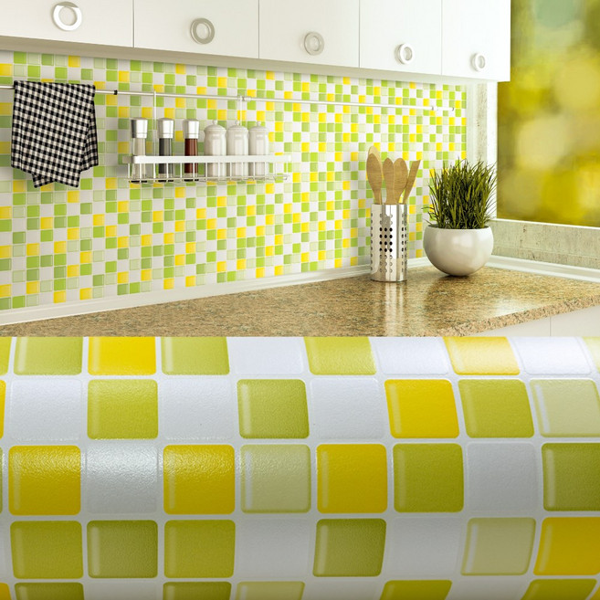 HD현대시트 주방 욕실 방수 타일 시트지 커터칼 헤라 제공 시공 키트, 선택.03_20422_바둑타일 그린