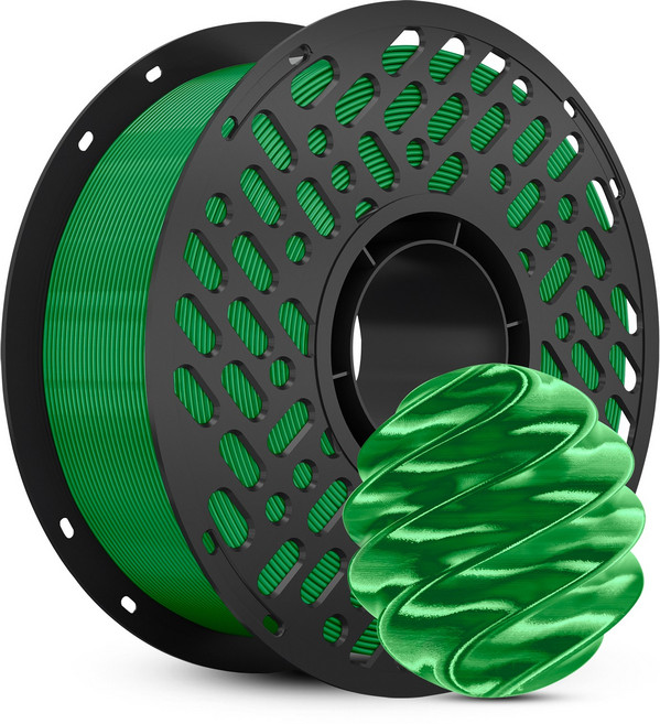 CaiLab 3D 프린터 필라멘트 PLA 실크 질감 쉬운 출력 고품질 1.75mm 안정적인 라인 직경 범용 재료 1kg (Bambu Lab A1 Mini P1S P2S 호환), 녹색