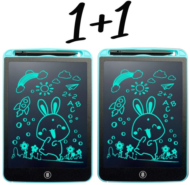1+1 전자칠판 메모 전자 노트 그림 칠판 패드 8.5인치 원터치 2개, 블루