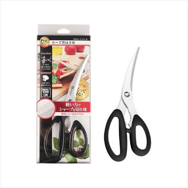 일본 프로그레이드 시모무라 곡가위 PG-402 분리형 가위 요리 음식 한손 가위 곡선형 업소용 가정용, 단품, 1개