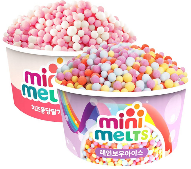 미니멜츠 구슬아이스크림 2종 30개(치즈딸기 15 레인보우 15), 30개, 50g