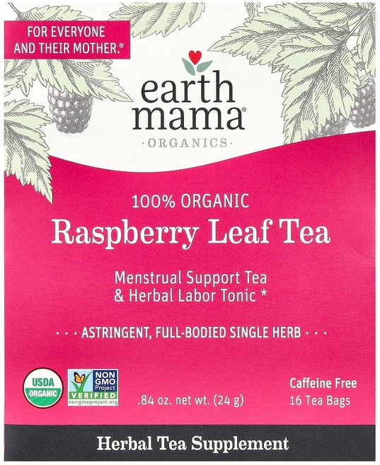 어스 마마 오가닉스 100% 유기농 라즈베리 잎차 무카페인 티백 16개입 24g EMA-01029 - 쿠팡