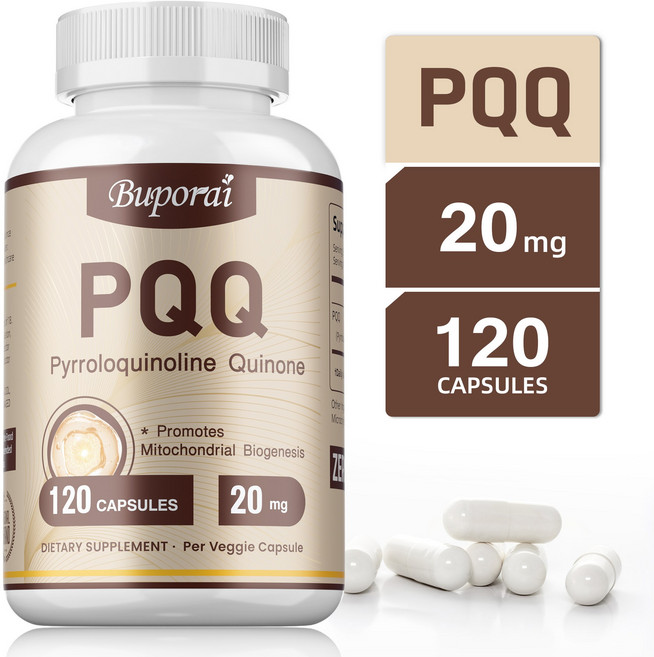 PQQ 고함량 캡슐 미토콘드리아 생합성 촉진 에너지 생산 지원 항산화 효과 세포 건강 인지 기능 향상 비건 캡슐 피로 회복 활력 증진, 2개, 120정