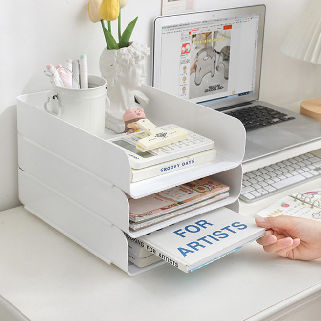 라라하우스 오픈 모듈 A4 문서 서류 정리 트레이 정리함, 3단, 세로형 화이트